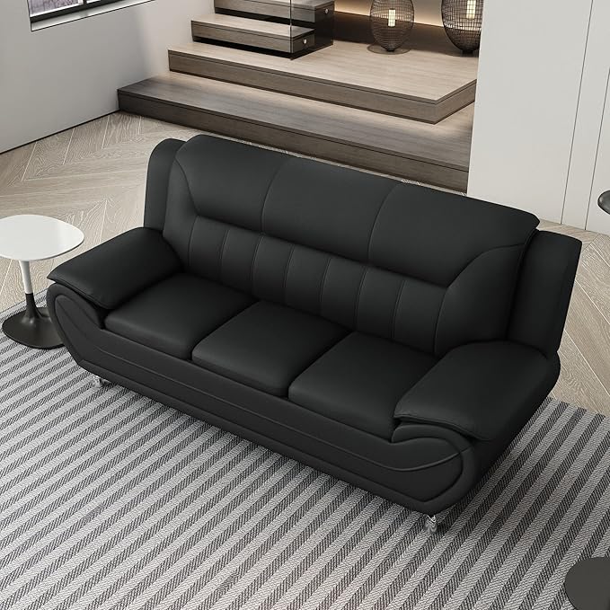 Container Furniture Direct Michael Modern Faux Leather Upholstered Stainless - Image 22