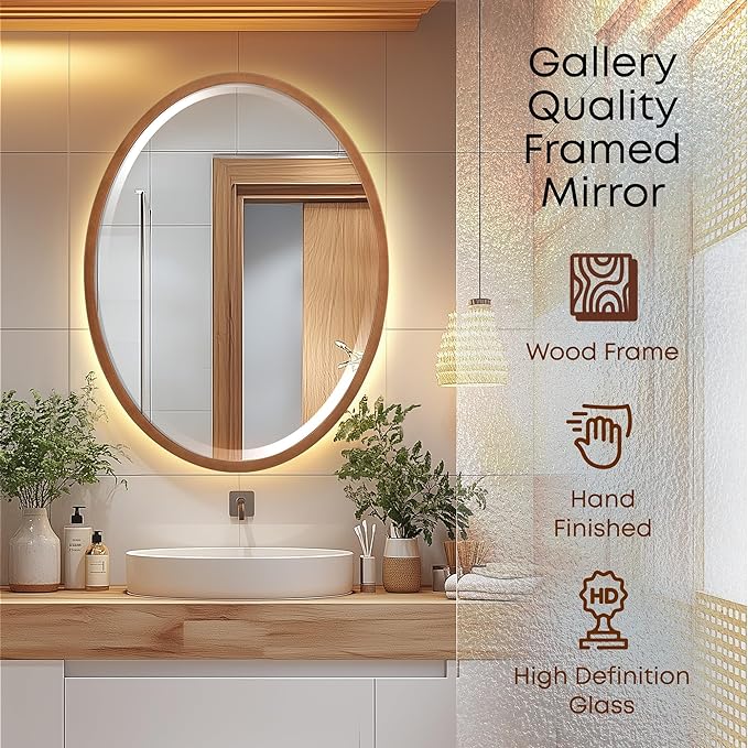 OVALCREST - Oval Wooden Beveled Wall Mirror - Image 2