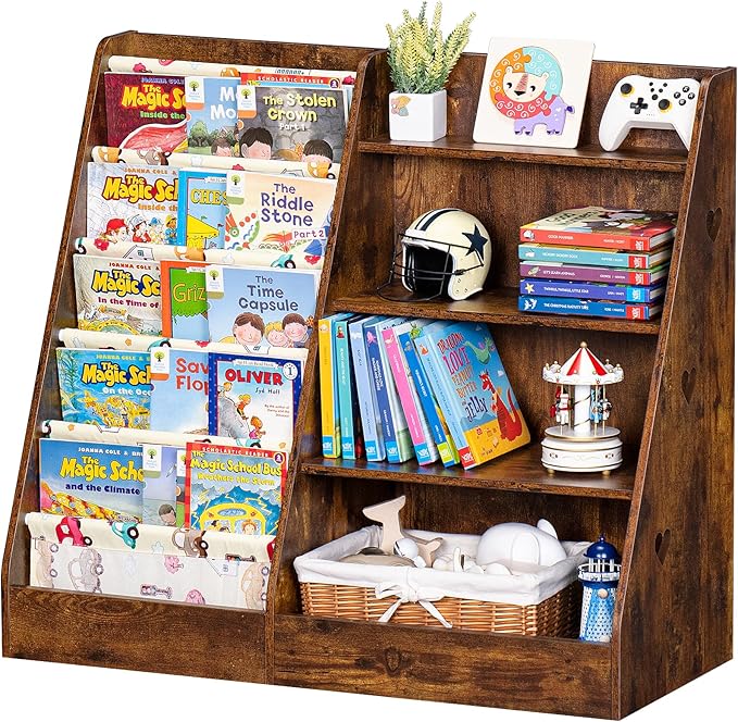 Lerliuo 4 Tier Kids Bookshelf and Storage Organizer, Five Layer Sling Children by Lerliuo