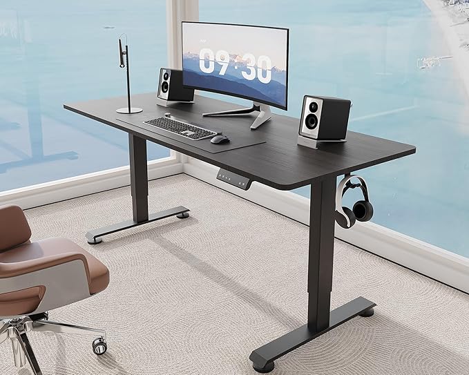 Veken 55 Inch, Height Adjustable Sit Stand Up, Wood Desktop, Work Home Office - Image 3