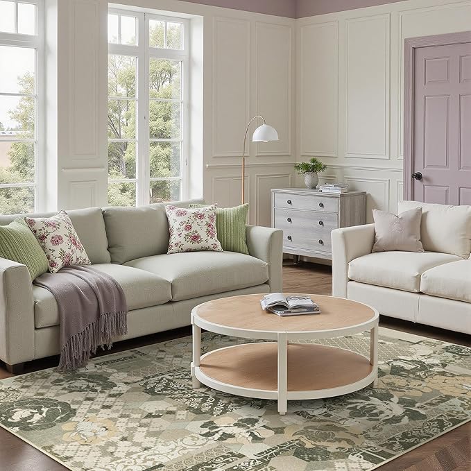 GENIMO 5X7 Floral Area Rugs for Living Room, Machine Washable Non Slip Vintage by GENIMO