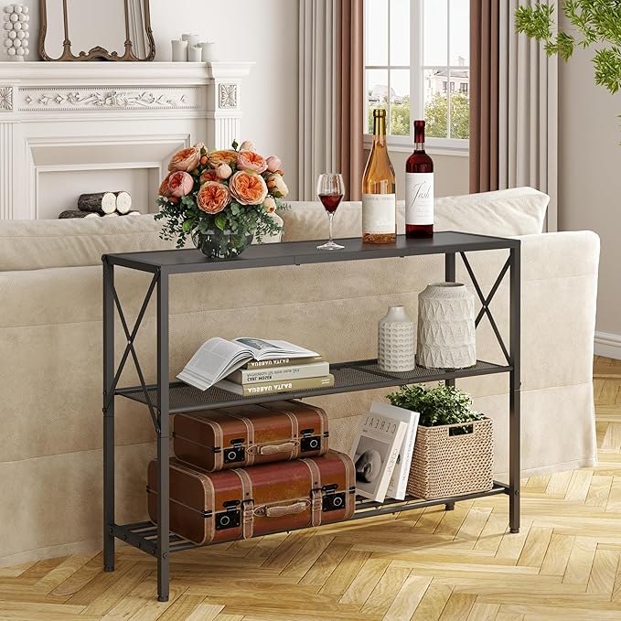 Hoctieon Industrial Console Table, 3 Tier Entryway Table, Hallway Table - Image 2