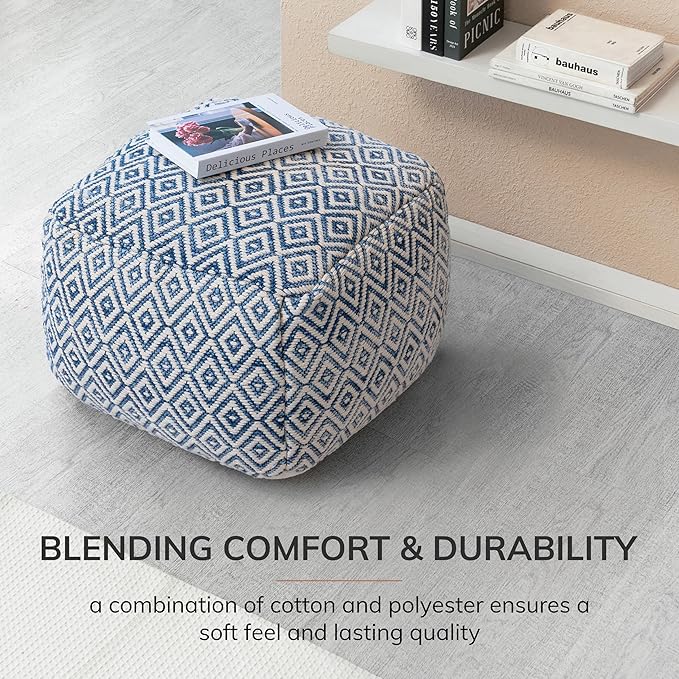 Anji Mountain 22"x22"x16" Handmade & Handcrafted Ottoman Pouf Comfortable Pouf - Image 4