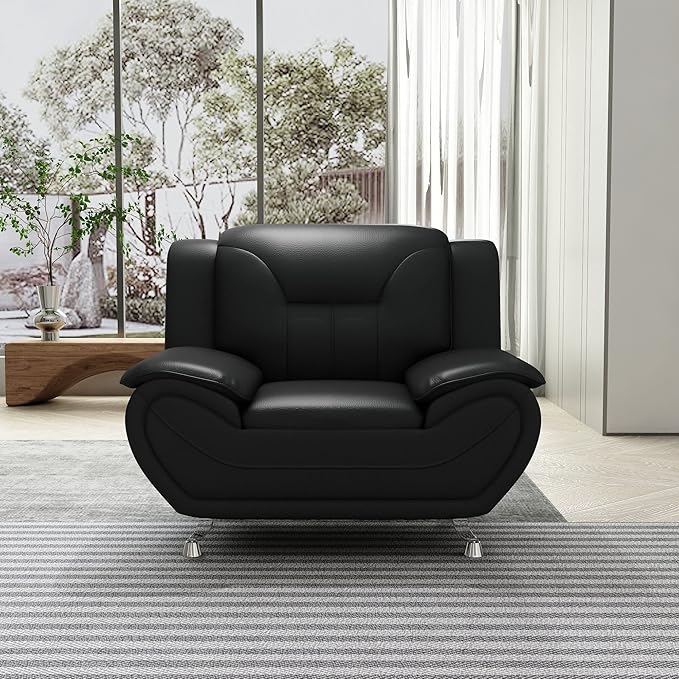 Container Furniture Direct Michael Modern Faux Leather Upholstered Stainless - Image 8
