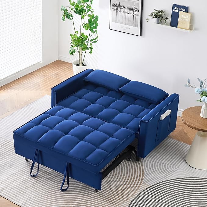 Ball & Cast 3 in 1 Convertible Sleeper Sofa Bed, Velvet Futon Couch - Image 7