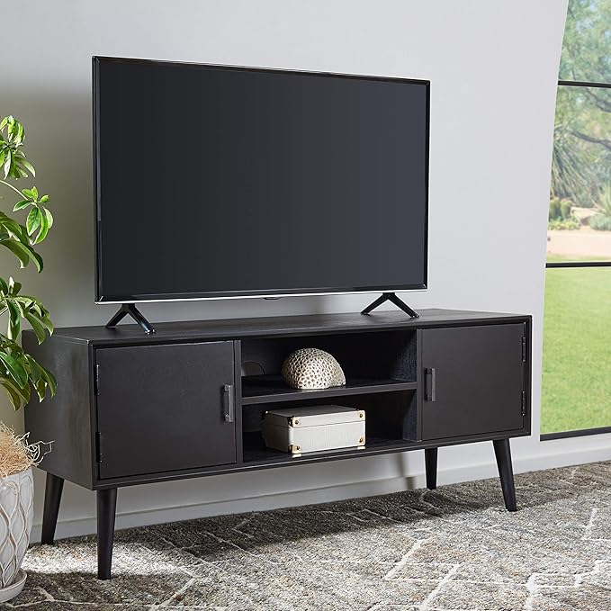 SAFAVIEH Sorrel TV Stand for up to 55" Flatscreen – Black, 2 Doors by SAFAVIEH