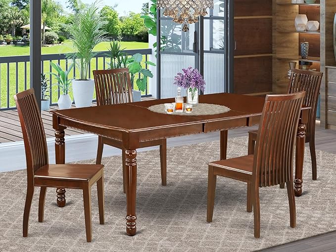 East West Furniture DOIP5-MAH-W 5 Piece Dining Room Furniture Set Includes a - Image 2