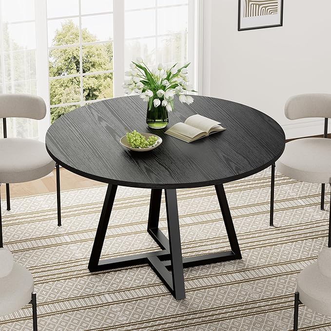 IRONCK 43" Round Dining Table for 4, Wood Kitchen Table - Image 3