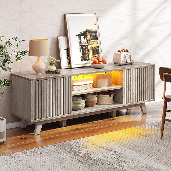 YITAHOME Television Stand for Living Room, Fluted TV Stand - Image 7