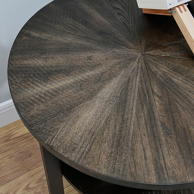 LEEMTORIG Round Side Table, Large 2-Tier End Table Nightstand - Image 3