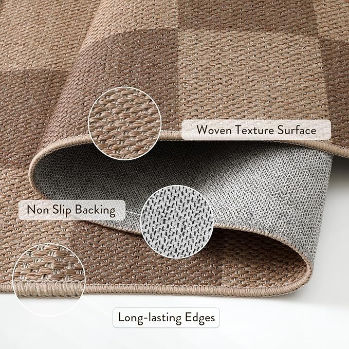 Lahome Checkered Easy Jute Living Room Rugs, 5x7 Large Dining Room Office - Image 5