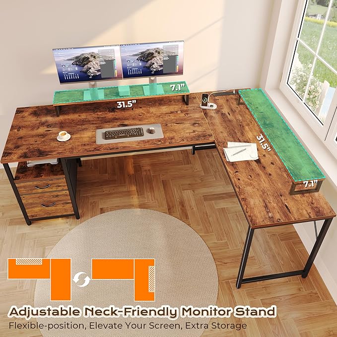 PRAISUN 63 Inch L Shaped Desk - Image 6
