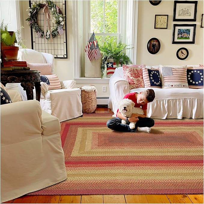 Homespice Cider Barn Cranberry Red Braided Area Rugs, 8x10' Rectangle - Image 10