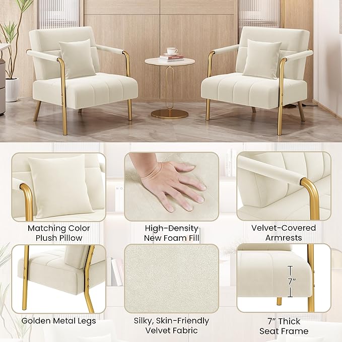 Yaheetech 30" W Modern Sofa Small Sofa Luxurious Velvet Fabric Couch - Image 5