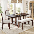 Ball & Cast Dining Table Set for 6, 6-Piece Kitchen Table Set W/ 4 Upholstered by BallCast