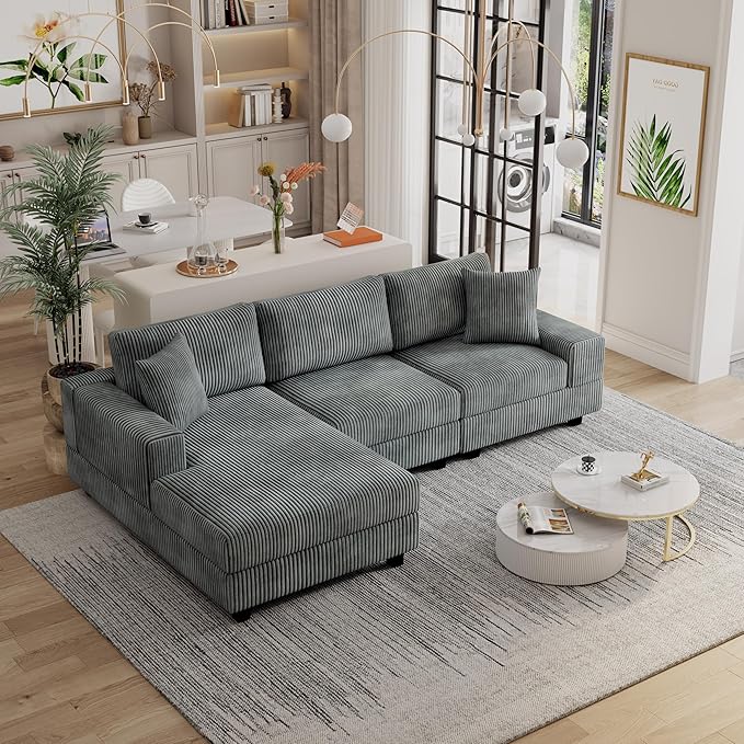 Eafurn Convertible L Shaped Modular Sectional Sofa Couch, 5 Seater Corduroy - Image 5