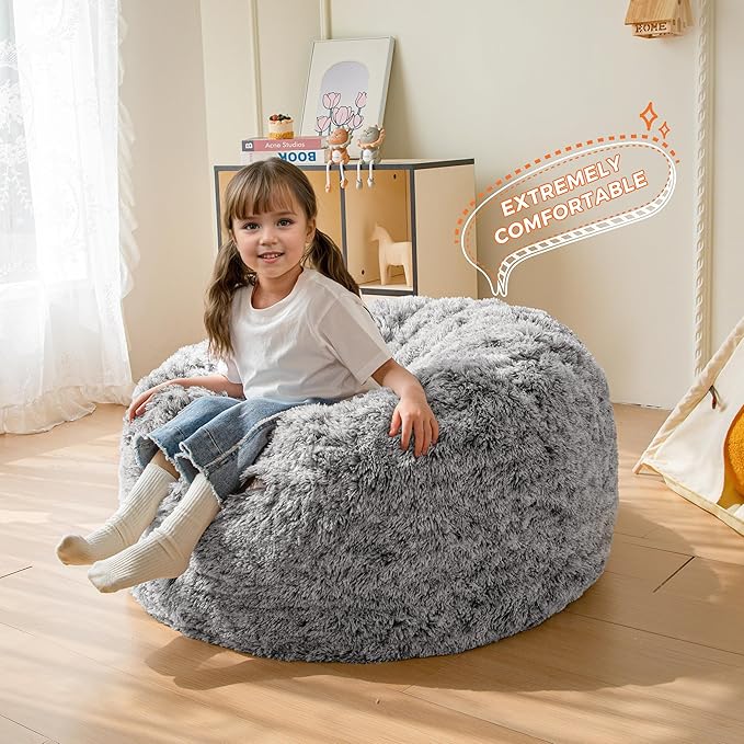MAXYOYO Kids Bean Bag Chair, Stuffed Faux Fur Bean Bag - Image 3