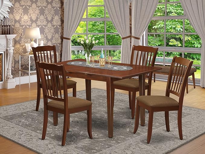 East West Furniture NODA5-MAH-C 5 Piece Dining Table Set - Image 2