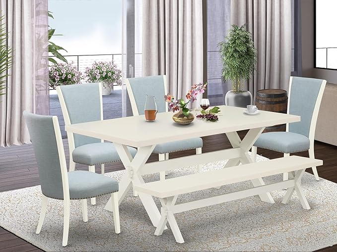 East West Furniture X027VE215-6 6 Piece Dinette Set Contains a Rectangle Dining - Image 2