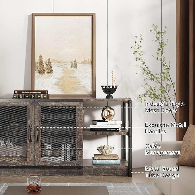 GarveeHome Farmhouse TV Stand for 65/75 inch TV, Entertainment Center - Image 4