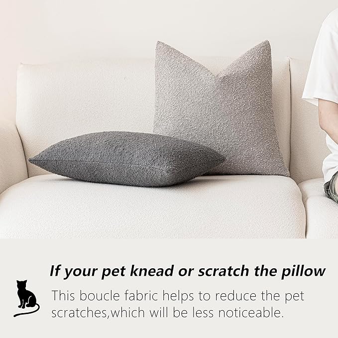 Foindtower Pack of 2 Textured Boucle Throw Pillow Covers Accent Solid - Image 5