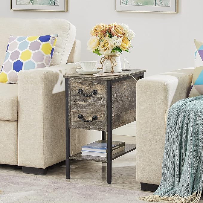 VECELO End Tables, Narrow Nightstands - Image 8