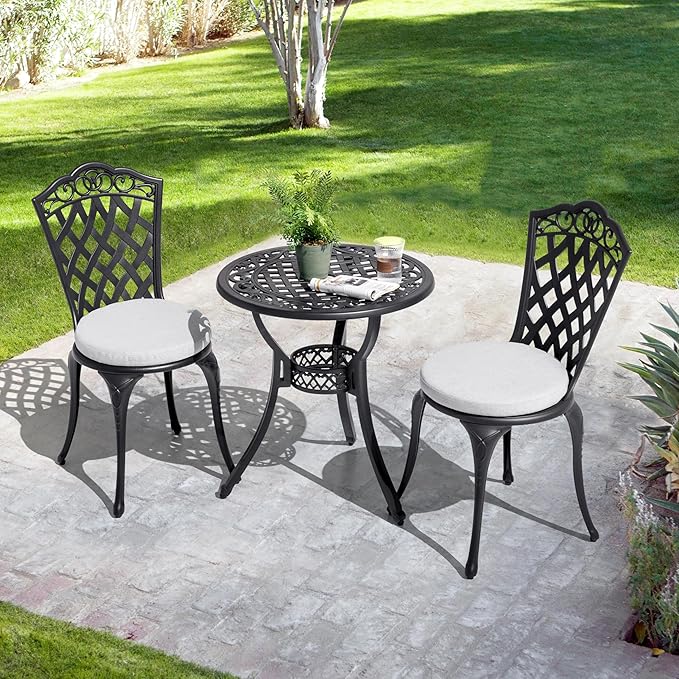 NUU GARDEN 3-Piece Patio Bistro Set Outdoor Cast Aluminum Bistro Table and - Image 8
