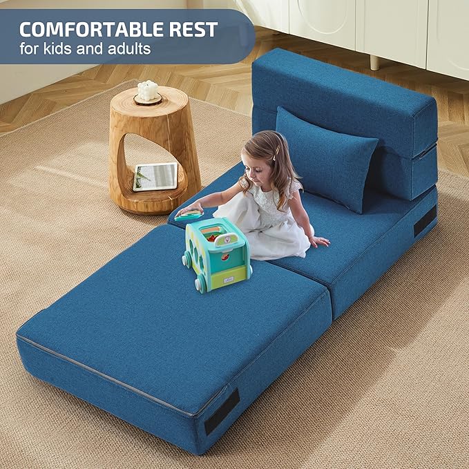 Folding Sofa Bed with Pillow- Convertible Chair Floor Couch & Sleeping Mattress - Image 3