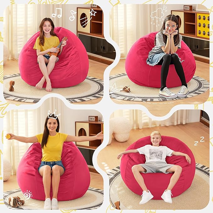 HABUTWAY 2FT Bean Bag Chair, Teardrop Bean Bag Chair Luxurious Velvet Ultra - Image 6