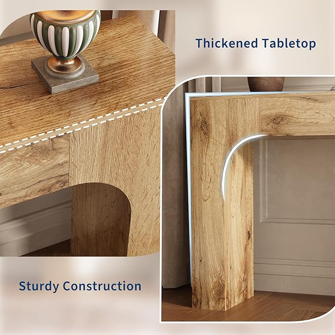 63 Inch Farmhouse Long Console Table, Wooden Sofa Table - Image 6