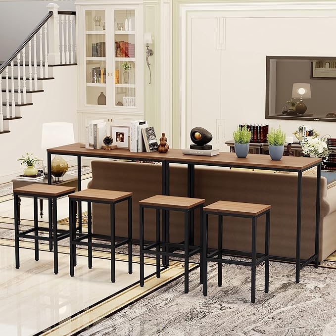 Aklaus Bar Table and Chairs Set 44" Dining Table Set Pub Bar Table - Image 5