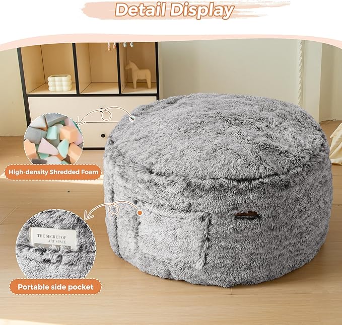 MAXYOYO Kids Bean Bag Chair, Stuffed Faux Fur Bean Bag - Image 8