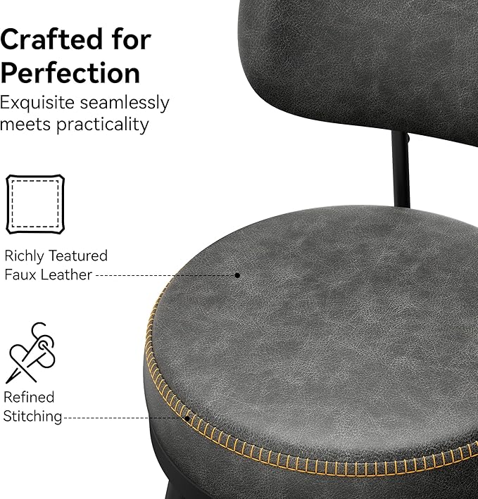 Counter Height Bar Stools, Faux Leather Kitchen Counter Stools - Image 5