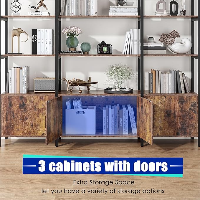 Triple Wide 5 Tier Tall Arched Bookshelf and Bookcase - Image 3