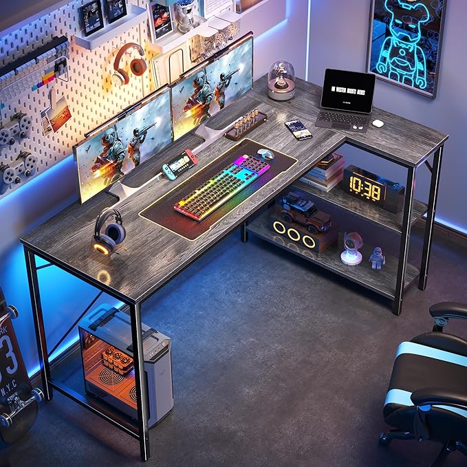 Huuger L Shaped Desk, 55 Inches Computer Desk - Image 6
