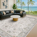 Boho Light Grey Living Room Rug 10x14 by HazoHaus