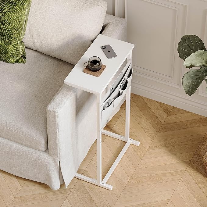 C Shaped End Table, Side Table for Sofa, Small TV Tray, Couch Table - Image 9