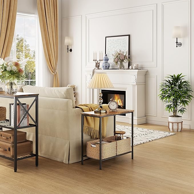 Hoctieon 2 Tier End Table, Sofa Side Table, Narrow Side Table - Image 6