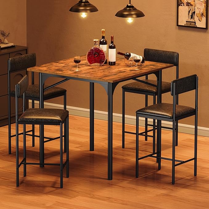 DWVO 5-Piece Dining Room Table Set Bar Table and Chairs Set Counter Height - Image 6