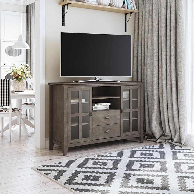 SIMPLIHOME Artisan SOLID WOOD 53 inch Wide Transitional TV Media Stand in - Image 2