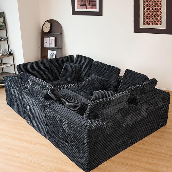 KEIKI 135" U Shape Sectional Sofa, 6-Seater Modular Couch - Image 3