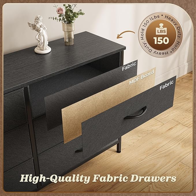 Huuger 70 Inch Black Dresser for Bedroom, TV Stand for 65, 80 Inch TV, 13 - Image 6