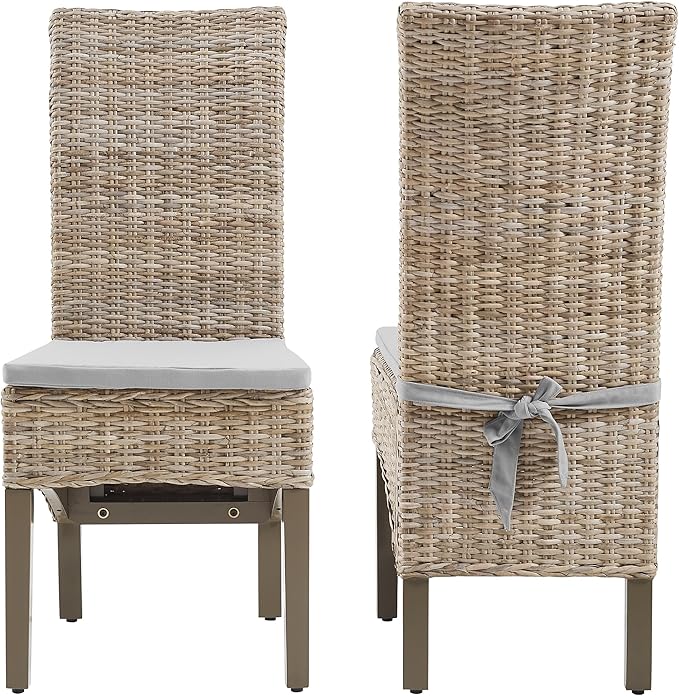 Crosley Furniture Edelyn Natural Rattan Dining Chairs Set of 2, Farmhouse - Image 4
