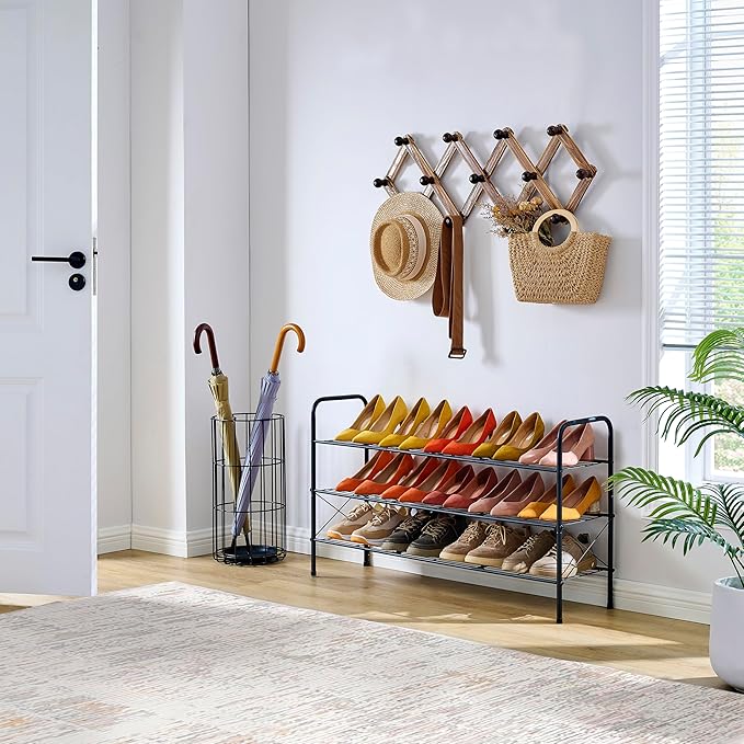 Hoctieon 3 Tier Mesh Style Shoe Rack, Entryway Shoe Shelf, Shoe Storage - Image 6