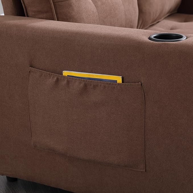 ERYE 3 Fold Tufted Upholstered Futon Sofa Bed Modern Convertible Foldable Floor - Image 6