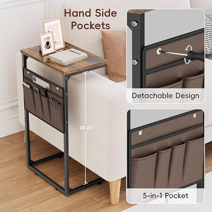 Vagusicc C Shaped End Table Set of 2, Tall Side Table - Image 7