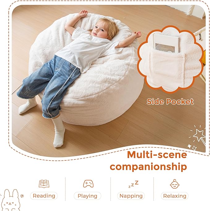 MAXYOYO Kids Bean Bag Chair, Stuffed Faux Fur Bean Bag - Image 5