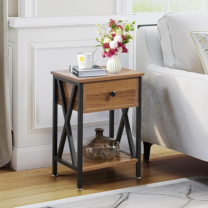 VECELO Nightstands Set of 2, Modern Bedside End Tables, Night Stands - Image 2