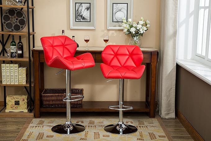 Roundhill Furniture Glasgow Contemporary Tufted Adjustable Height Hydraulic Red - Image 8