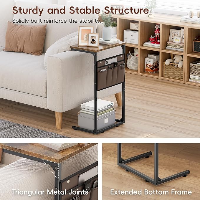 Vagusicc C Shaped End Table Set of 2, Tall Side Table - Image 6